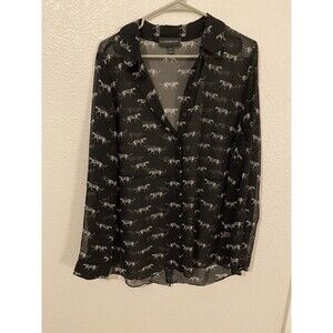 Lane Bryant Black Buttoned Notched Collar Blouse